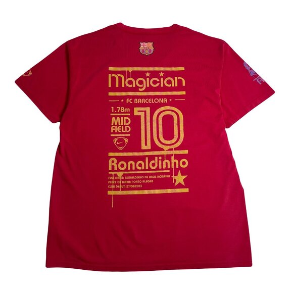 Vintage Nike R10 Ronaldinho Barcelona Football Tee XL - Picture 2 of 6